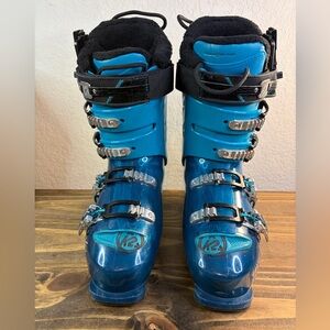 K2 Spyre 100 LV Ski Boots Black Aqua Blue Women’s Sz 25/25.5 (US 8/8.5) Used